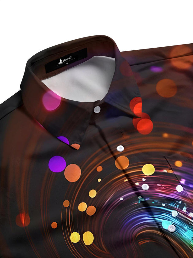 men's guitar print shirt side view