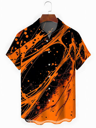 Men's gradient print pocket short sleeve shirt front view