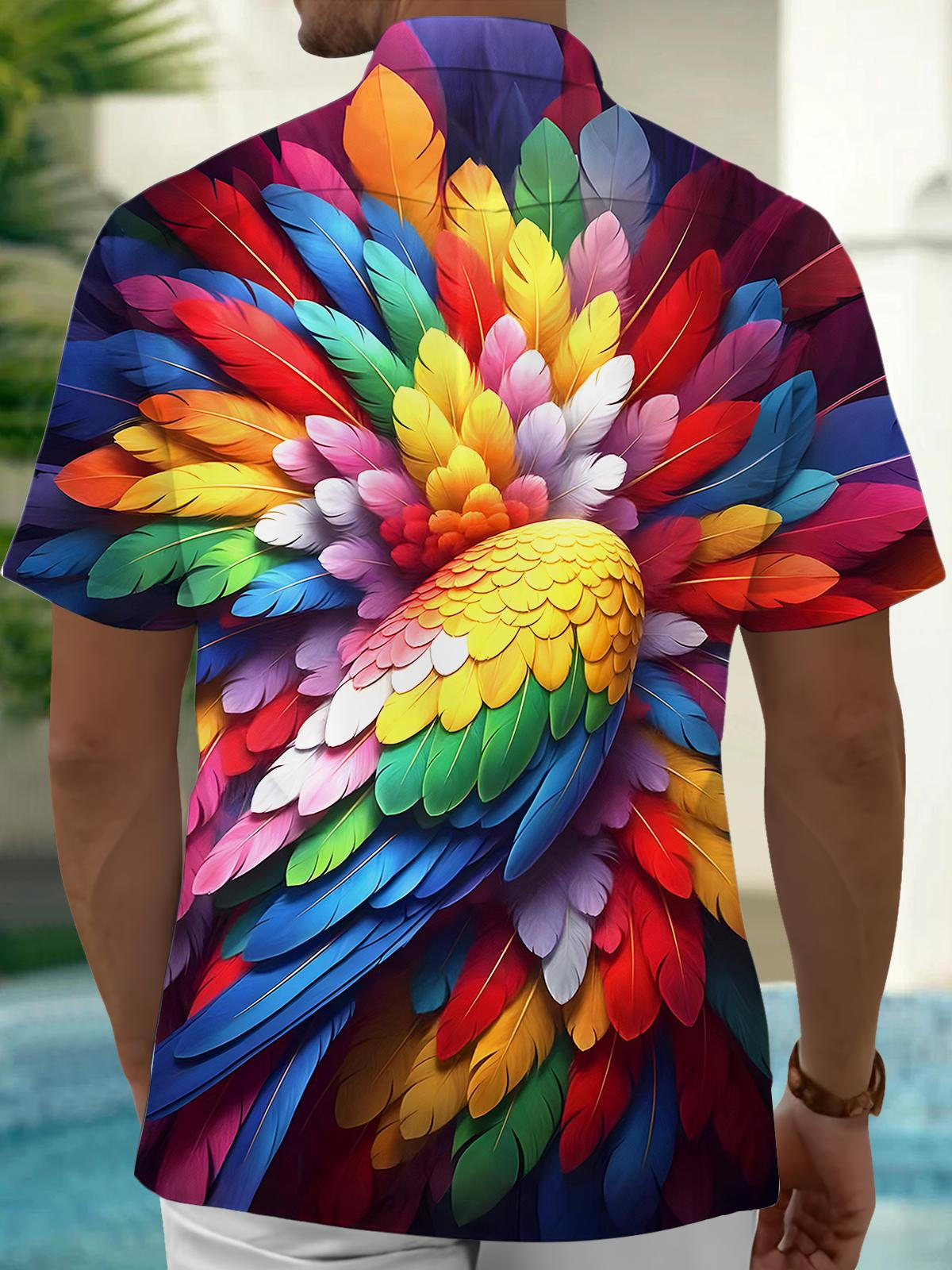 Parrot Feather Men's Pocket Short Sleeve Shirts