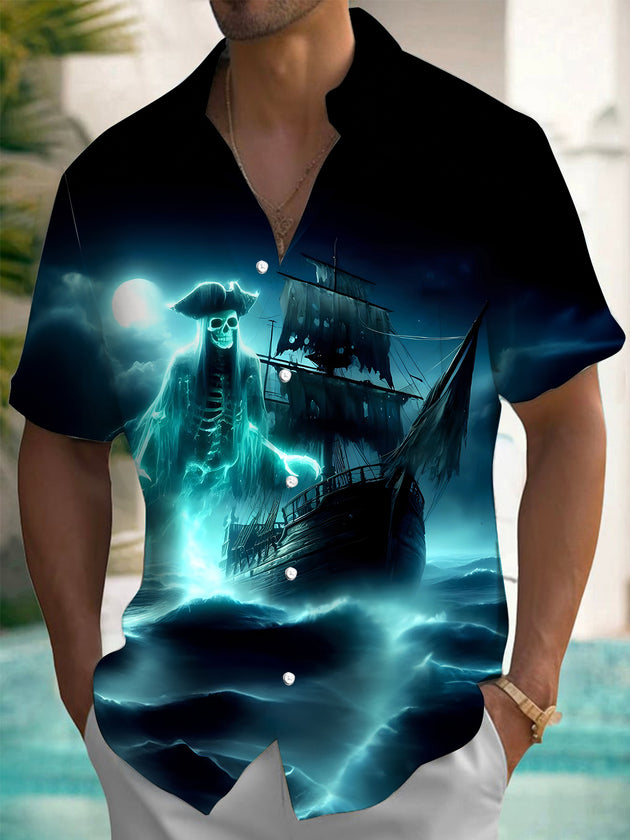 men's skull print shirt front view