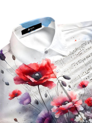 Men's half sleeve flower print shirt side view