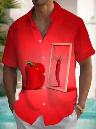 Men's Chili Print Half Sleeve Shirt Back View