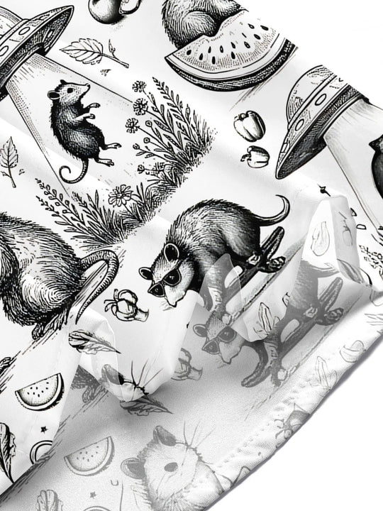 Vintage Raccoon Mouse Men's Pocket Short Sleeve Shirts