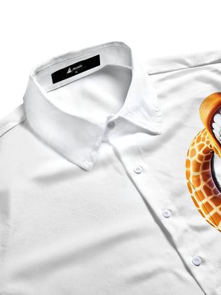 Men's giraffe print pocket half sleeve shirt side view