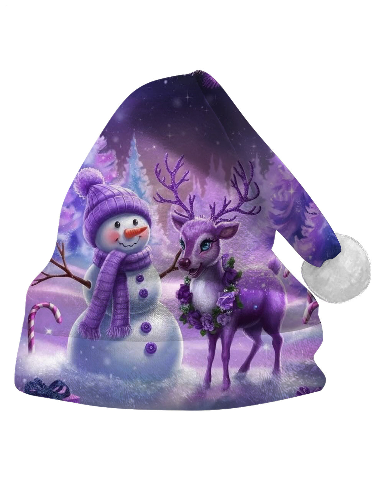 Snowman Elk Print Men's Print Christmas Hat