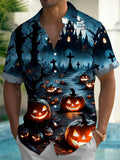 Halloween Pumpkin Men's Pocket Short Sleeve Shirts