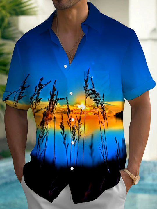 men's Hawaiian shirt front view tropical beach vacation