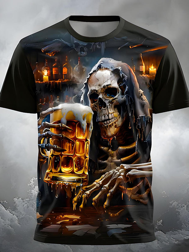 men's skull print graphic t-shirt front view