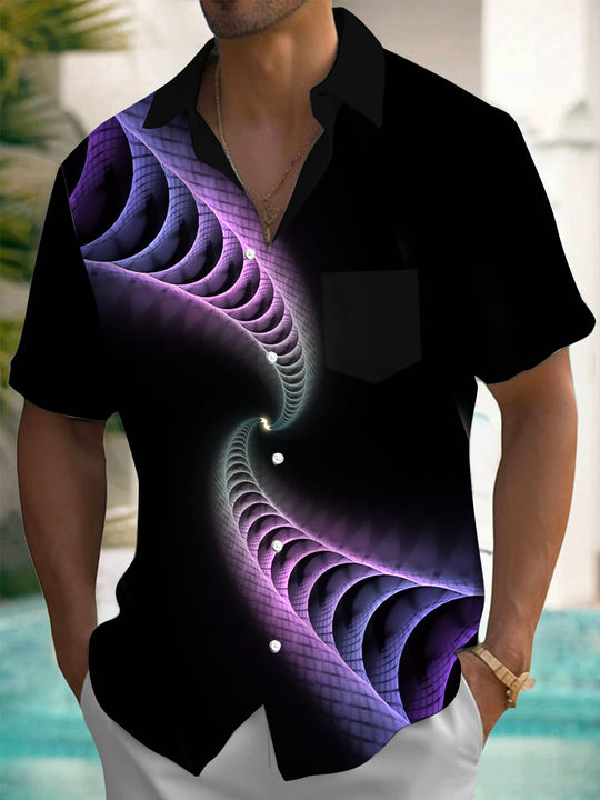 Men's abstract print short sleeve shirt front view