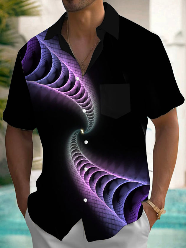 Men's abstract print short sleeve shirt front view