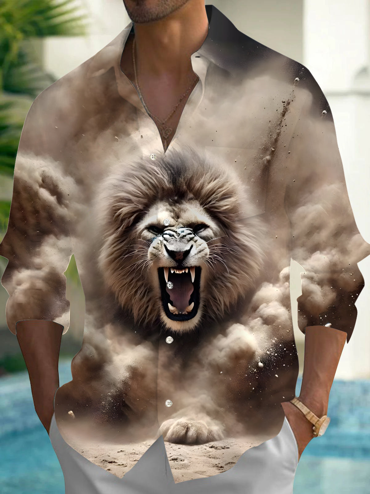 Lion Men's Pocket Long Sleeve Shirts