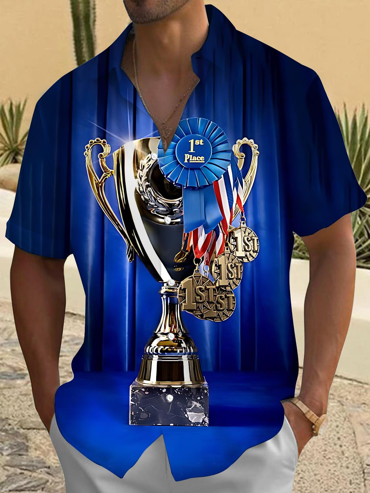 Trophy PPrint Men's Pocket Short Sleeve Shirts