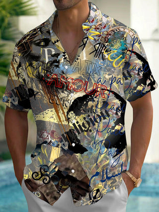 men's art print shirt front view