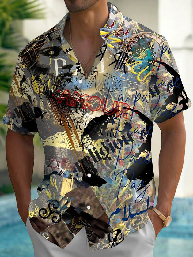 men's art print shirt front view