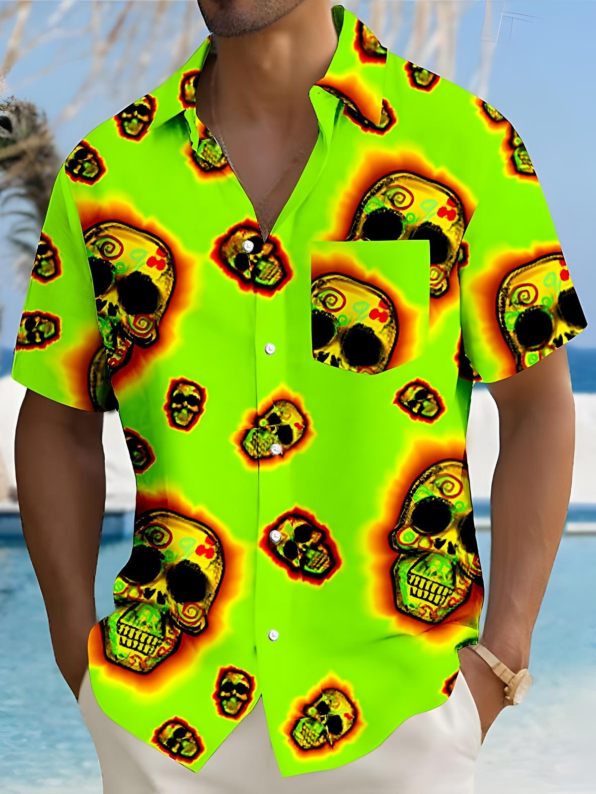 Skull Men's Pocket Short Sleeve Shirts