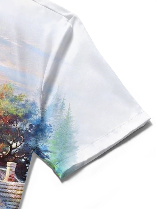 men's printed shirt close-up short sleeve