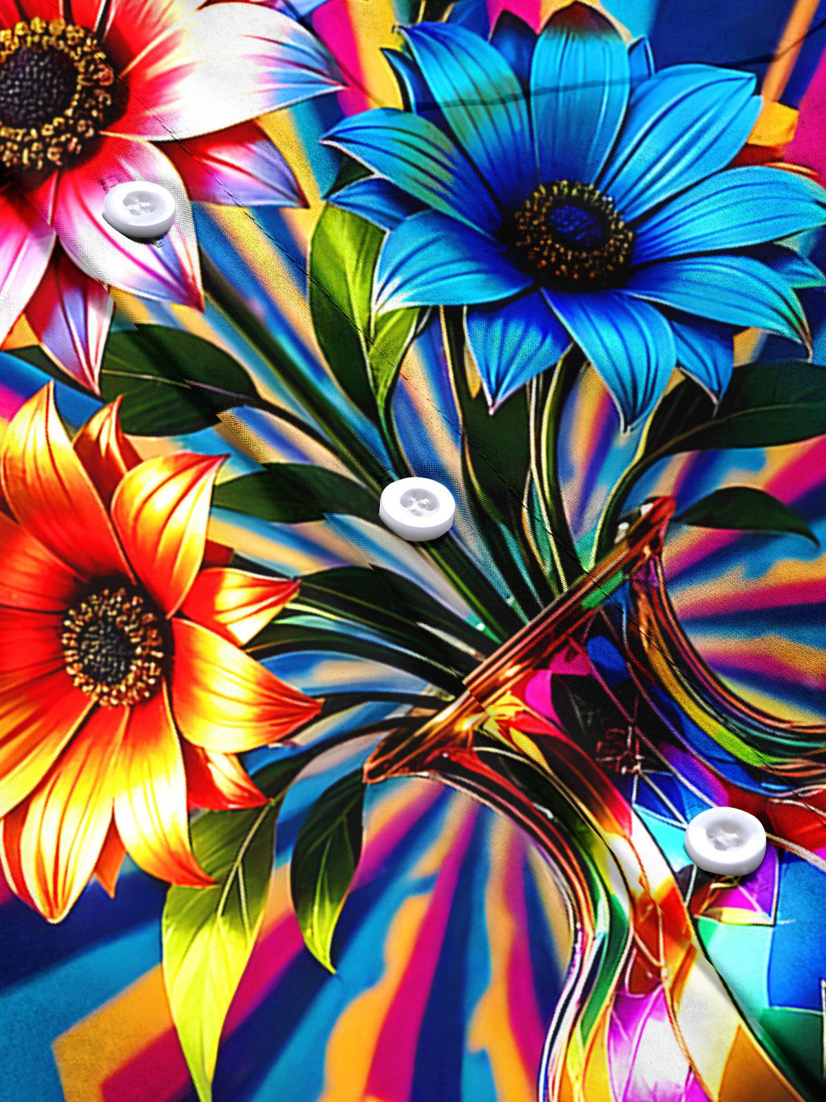 Floral Men's Pocket Short Sleeve Shirts