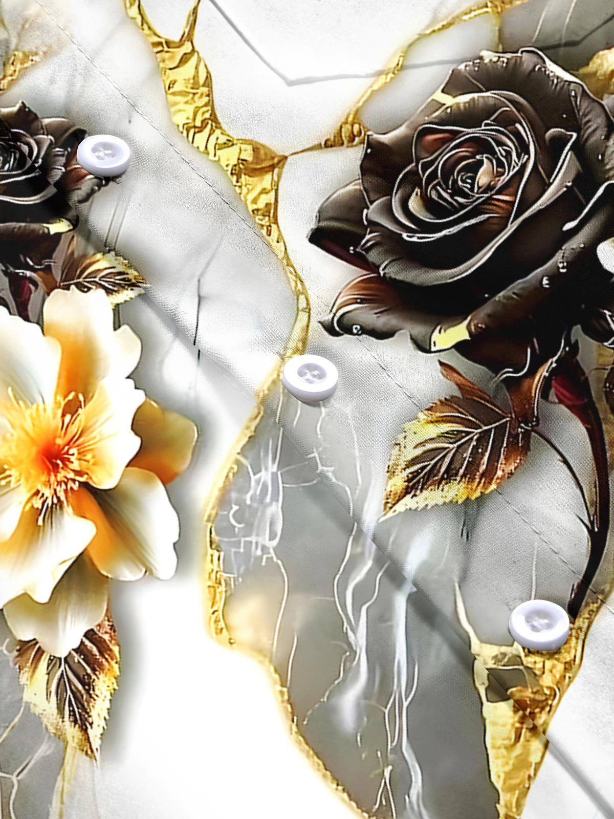 Floral Men's Pocket Short Sleeve Shirts