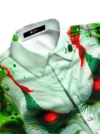 Men's spooky print short sleeve shirt side view