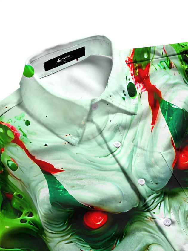 Men's spooky print short sleeve shirt side view