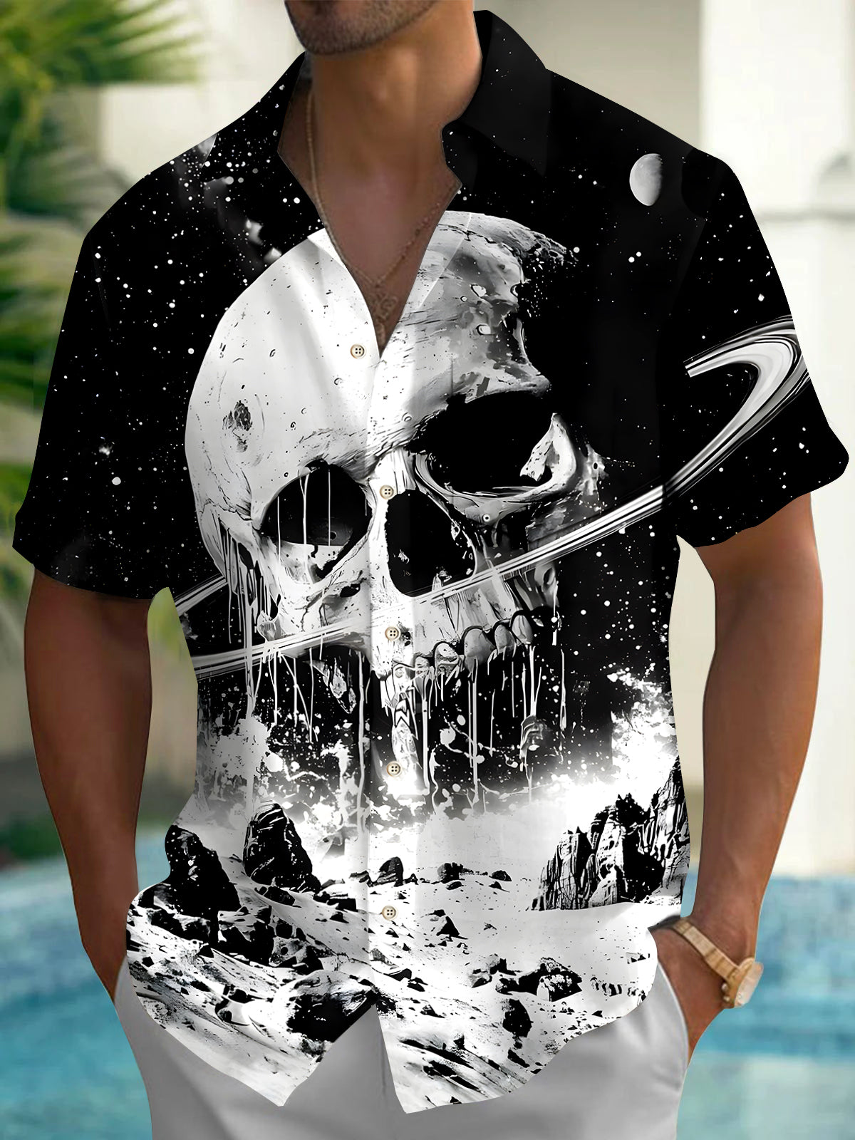 Skull Men's Pocket Short Sleeve Shirts
