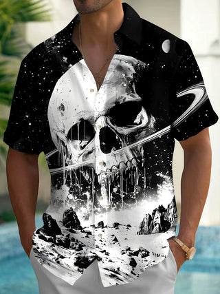 men's skull print shirt front view