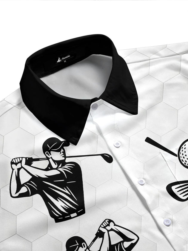 Bowling Print Men's Pocket Short Sleeve Shirts