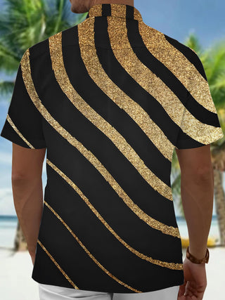 Men's Geometric Print Short Sleeve Shirt Back View