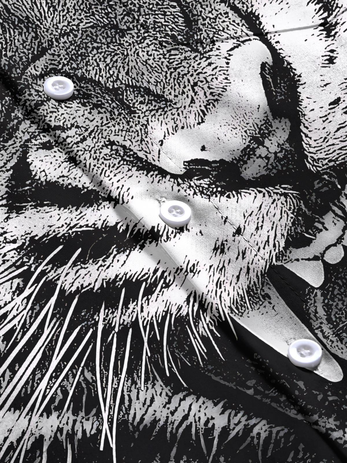 Tiger Print Men's Pocket Short Sleeve Shirts