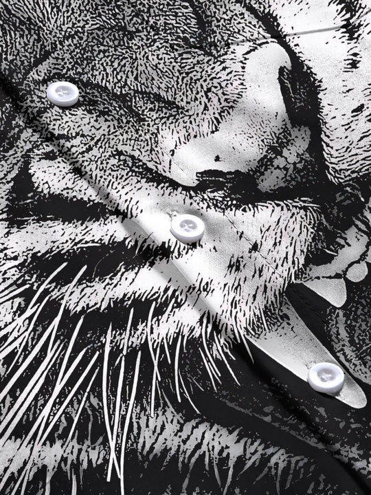 men's tiger print short sleeve flat lay shirt