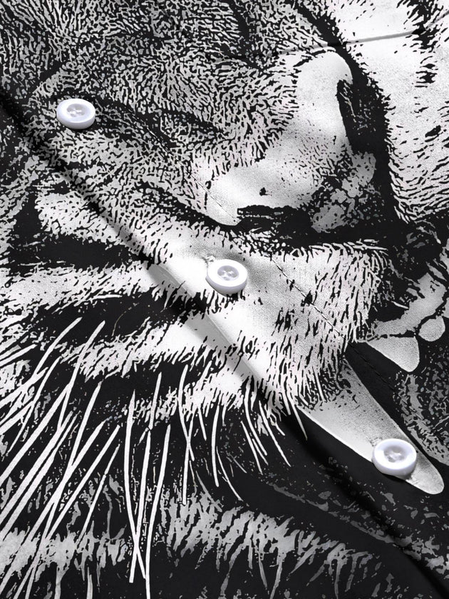 men's tiger print short sleeve flat lay shirt