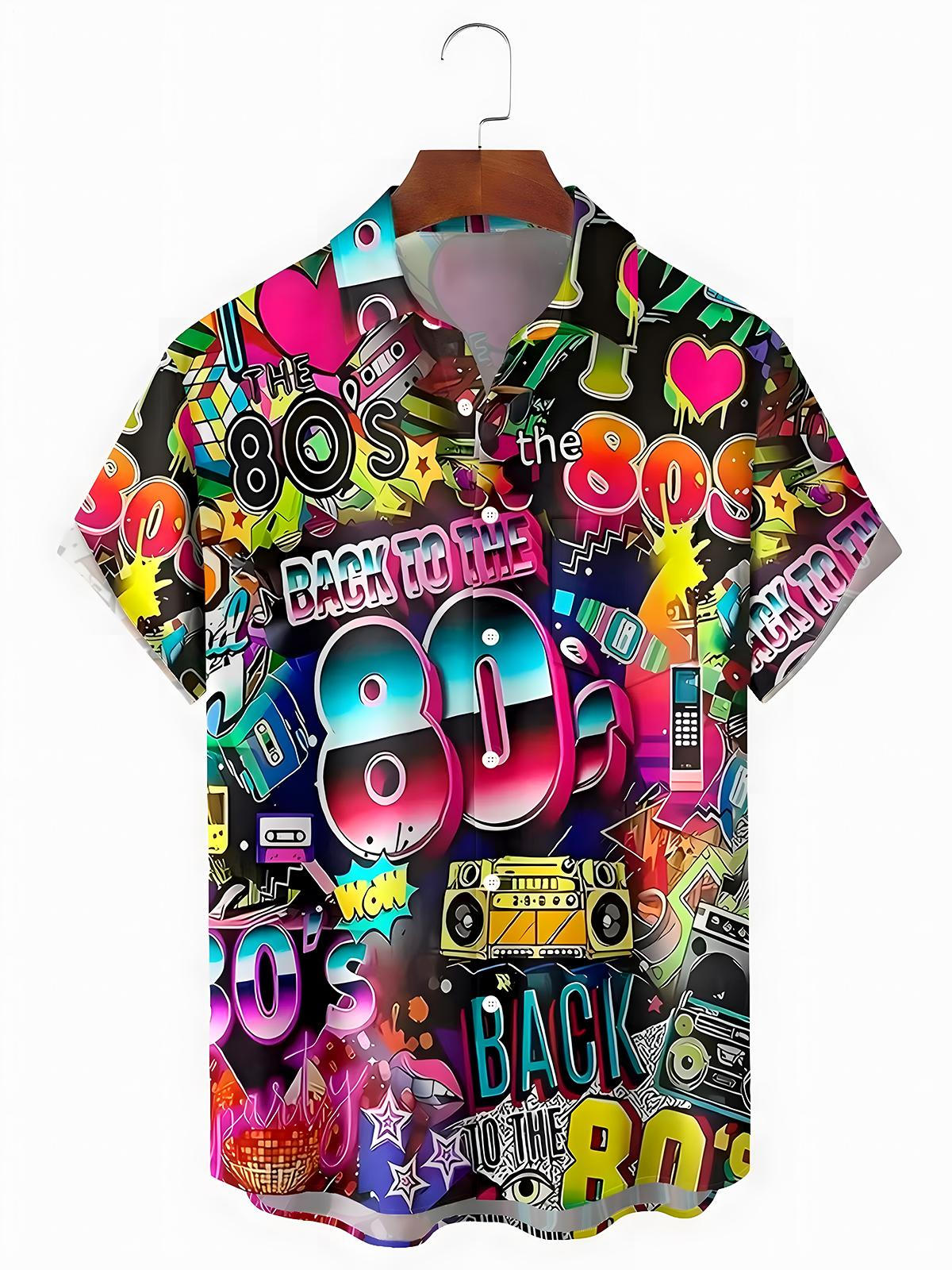80's Retro Music Men's Pocket Short Sleeve Shirts
