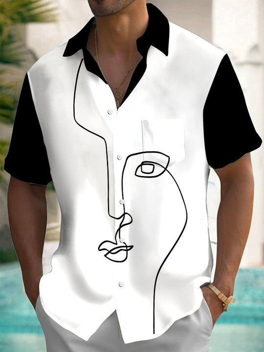 Men's abstract print short sleeve shirt front view