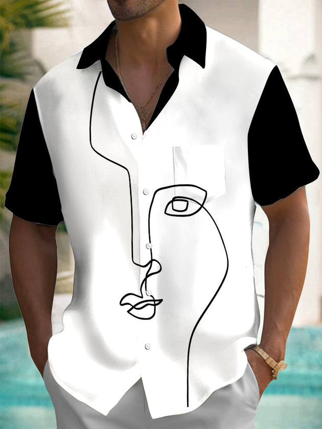Men's abstract print short sleeve shirt front view