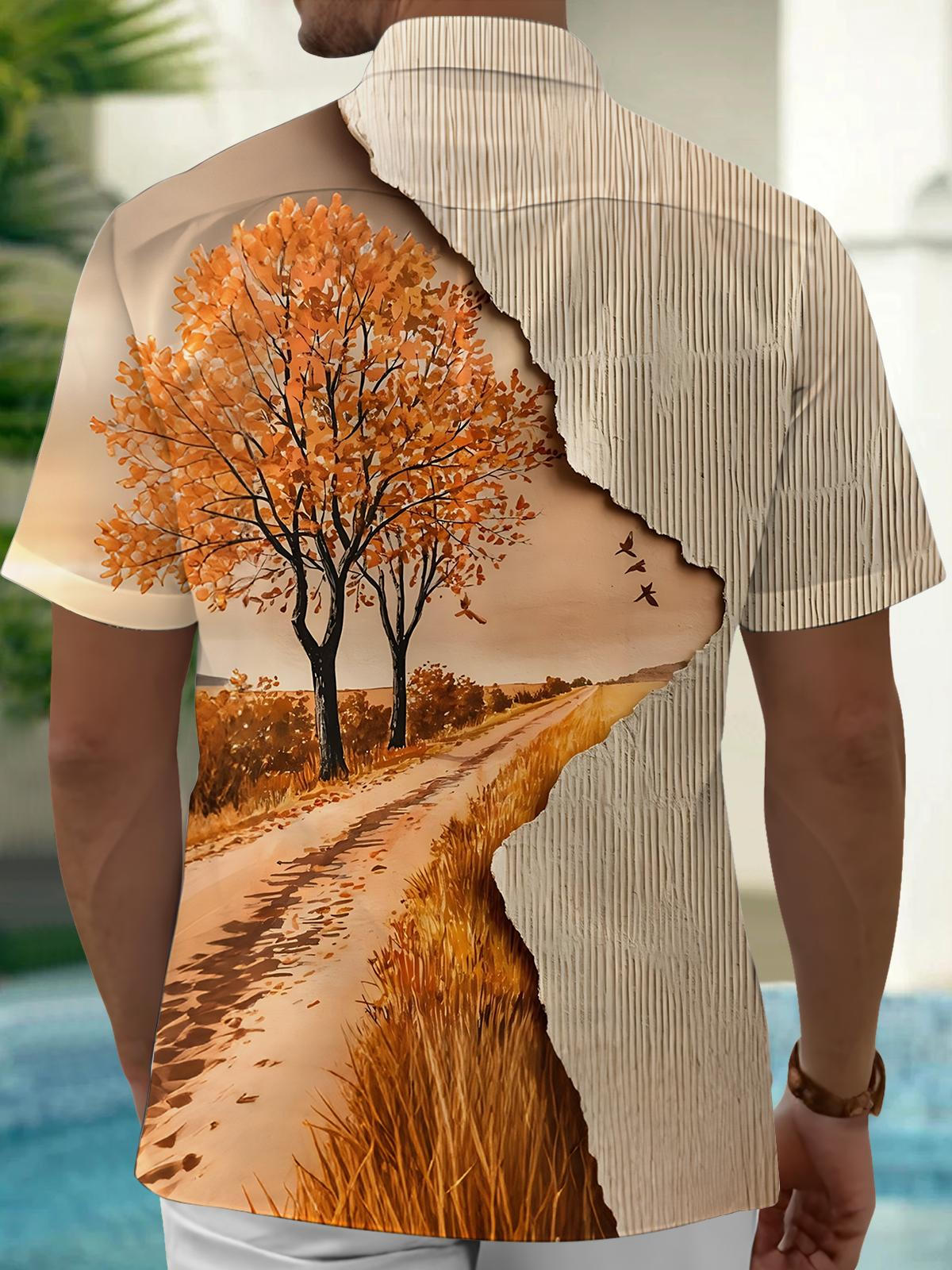 Plant Tree Art Print Men's Pocket Short Sleeve Shirts