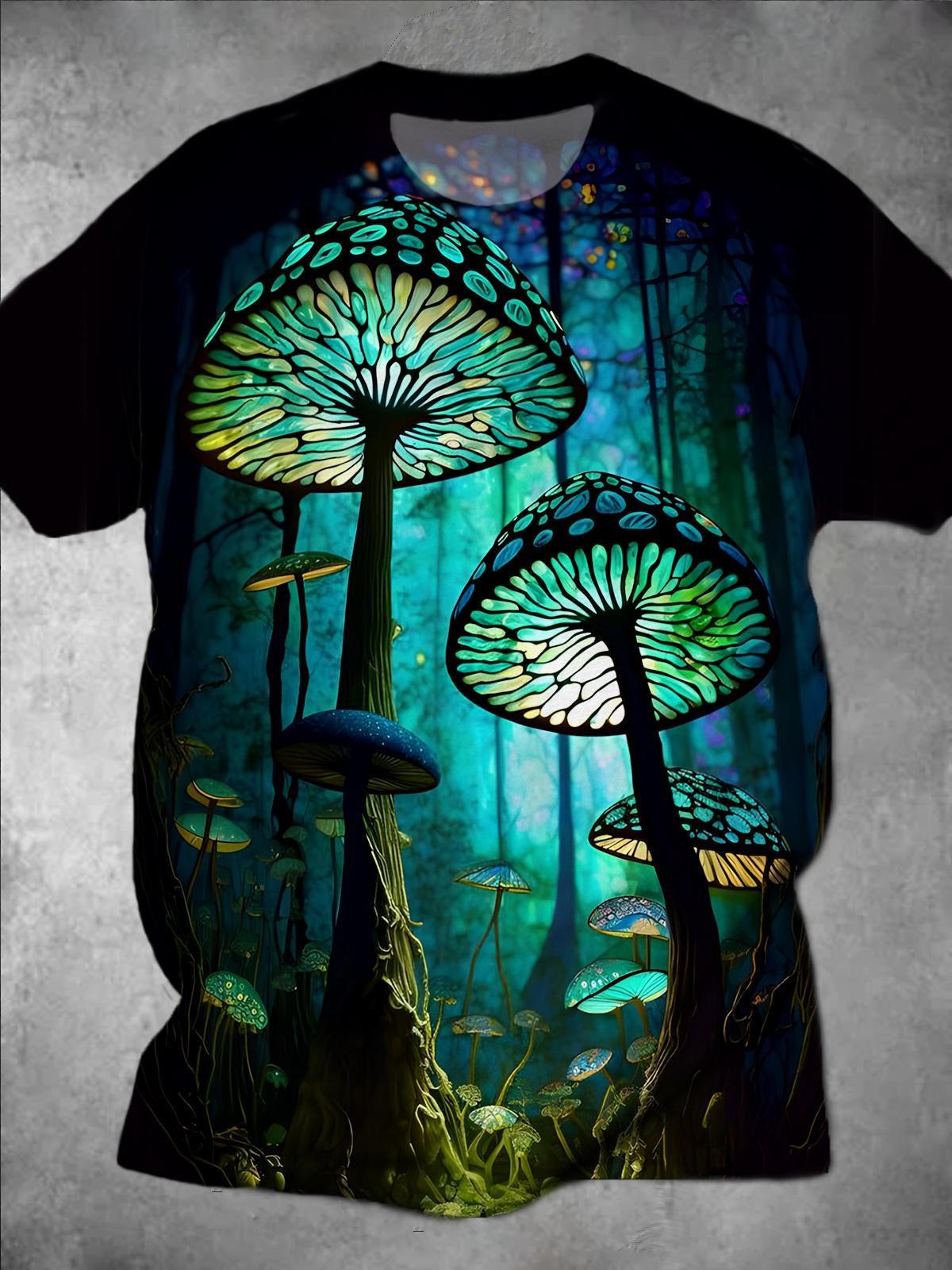 Mushroom Round Neck Short Sleeve Men's T-shirt