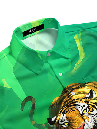 Men's tiger animal print full sleeve shirt side view