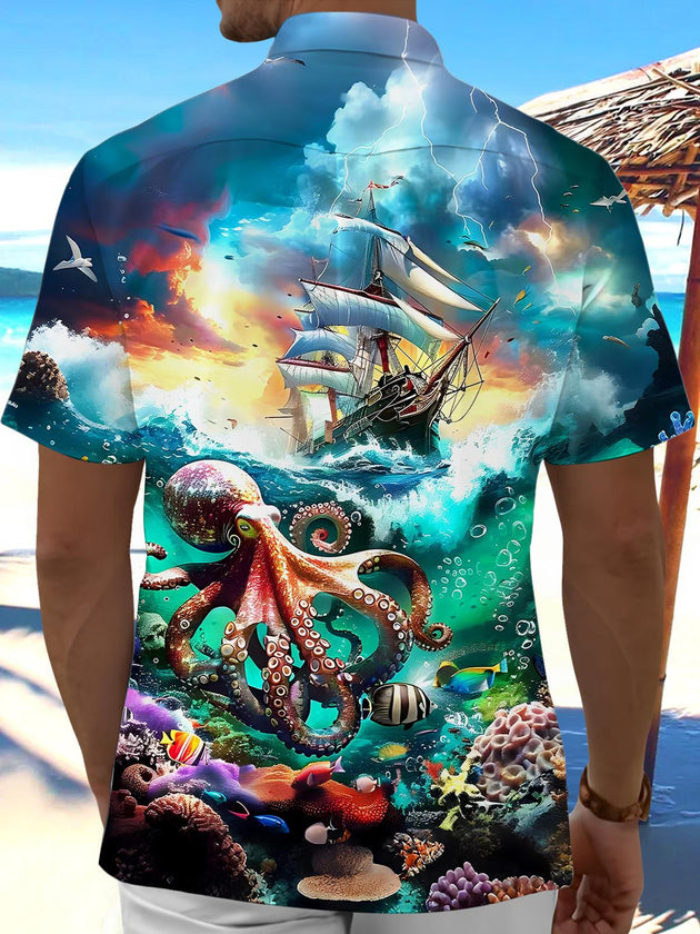 men's aloha shirt back view