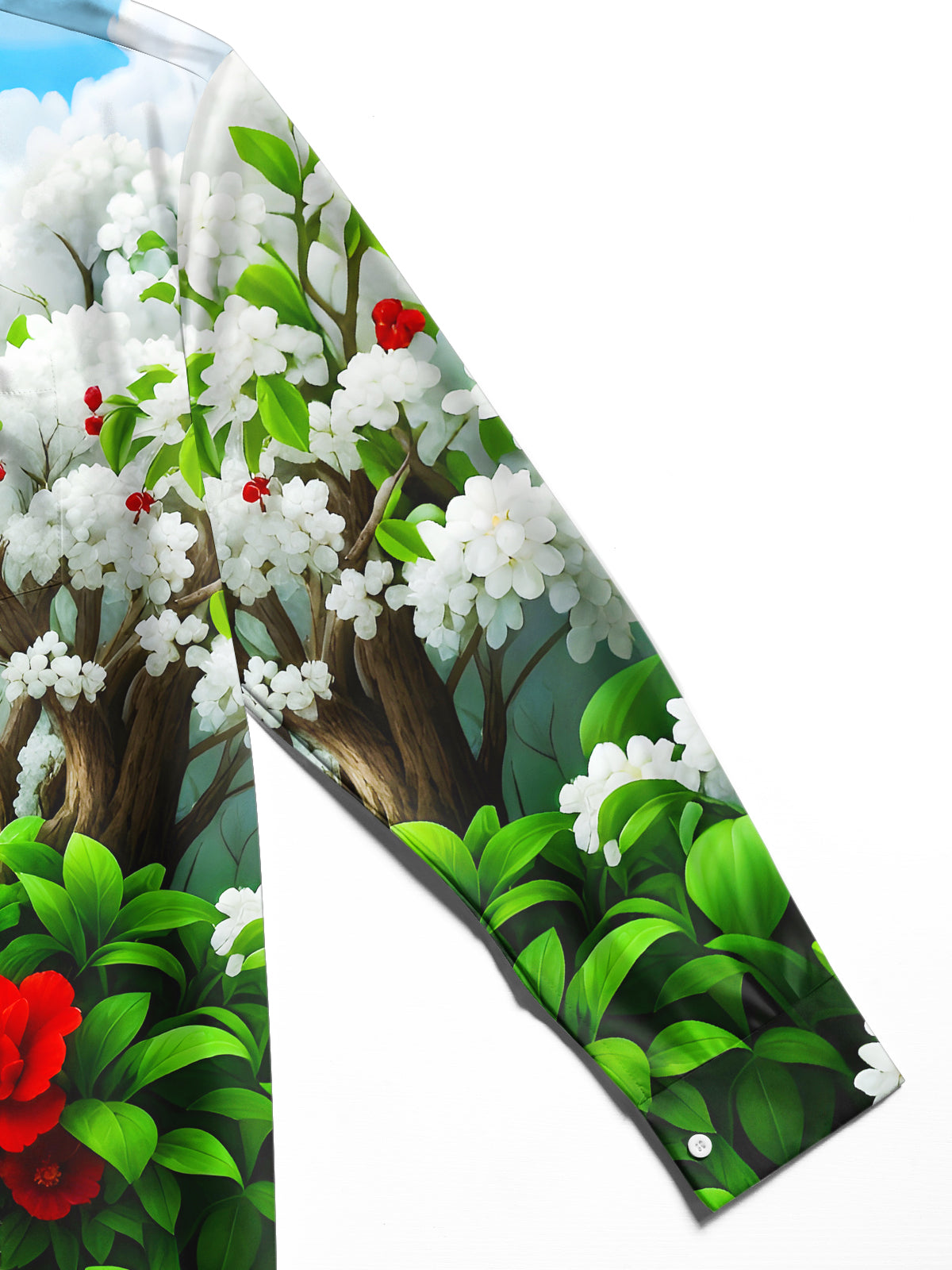 Peacock Floral Men's Pocket Long Sleeve Shirts