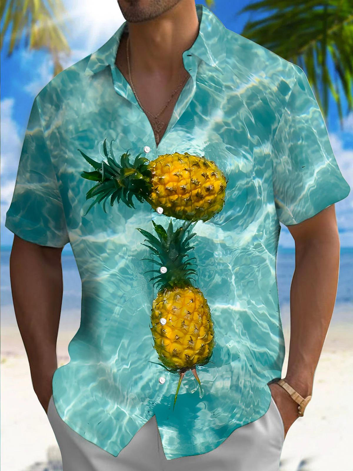 Pineapple Men's Pocket Short Sleeve Shirts