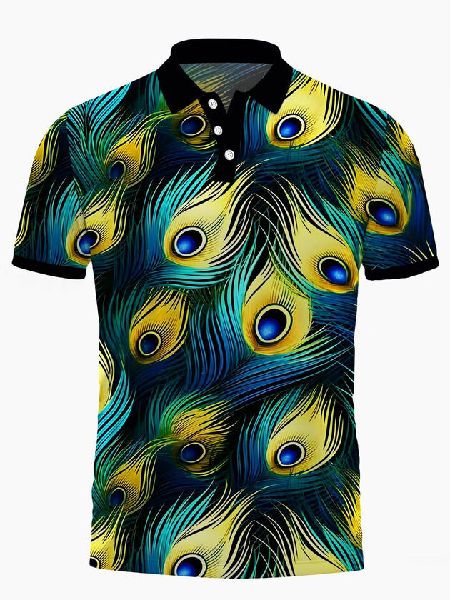 men's peacock print shirt front view