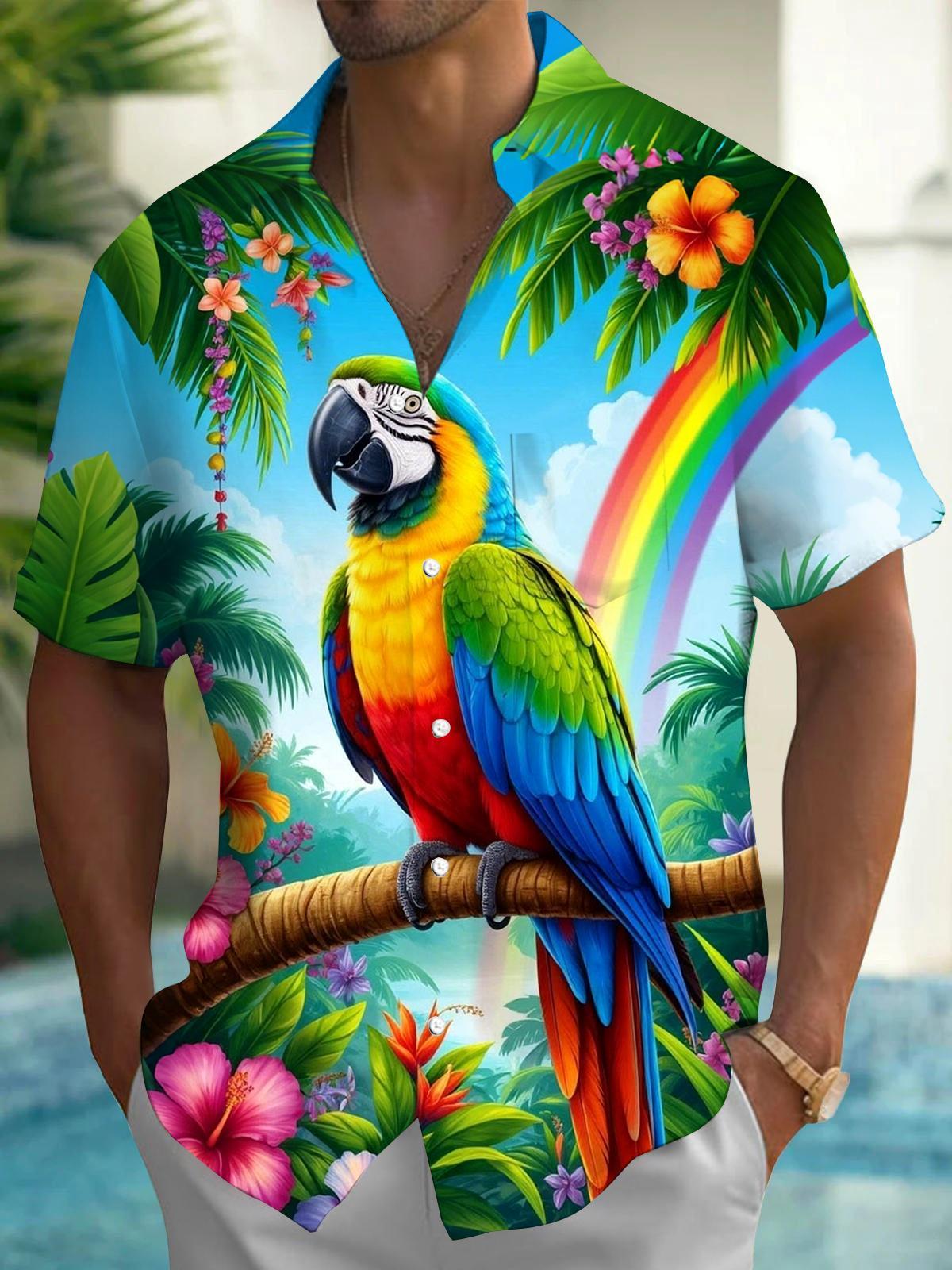 men's Hawaiian shirt front view tropical beach vacation