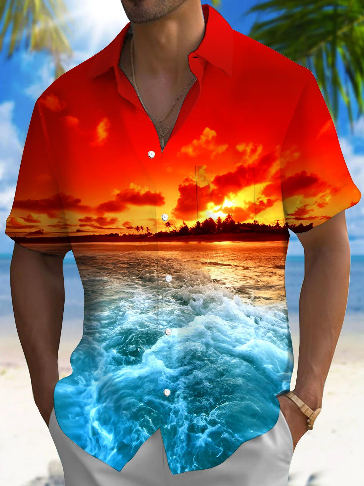 Sunset Men's Pocket Short Sleeve Shirts