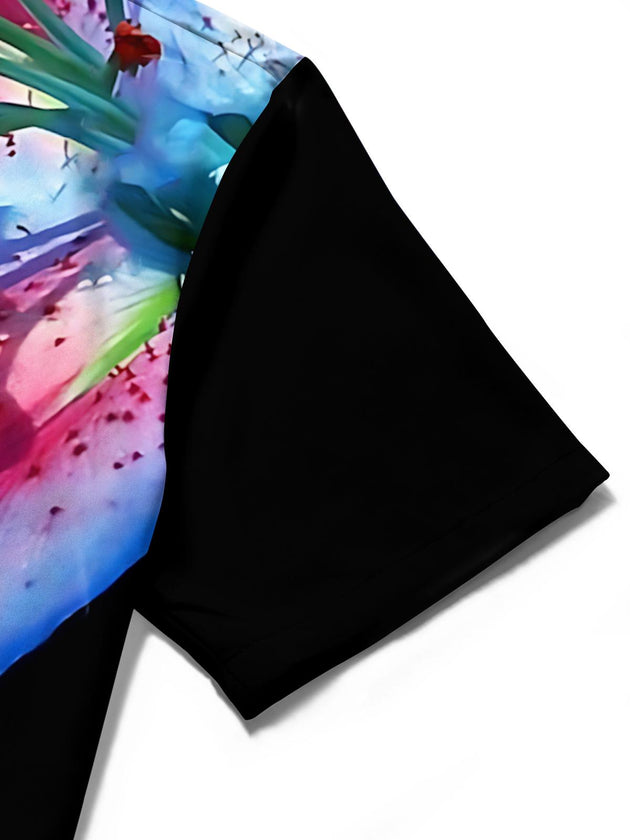 men's floral shirt close-up short sleeve