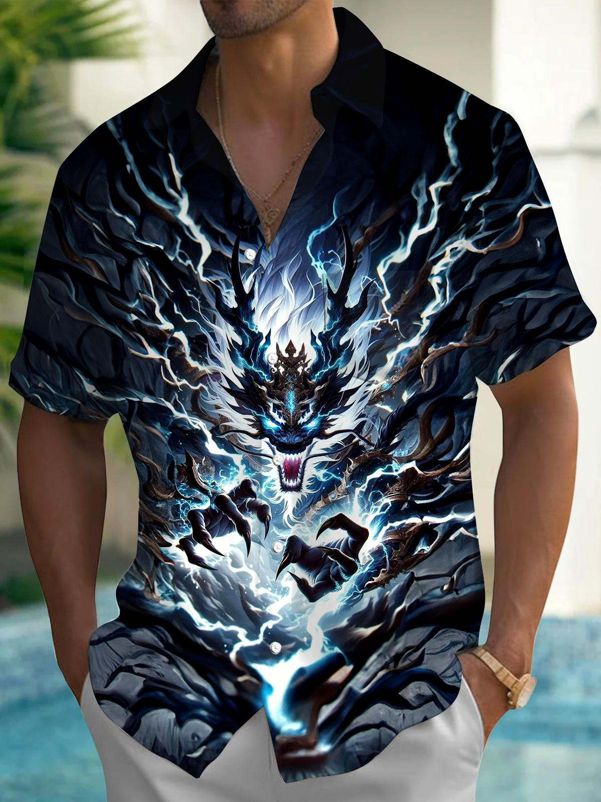 Dragon Men's Pocket Short Sleeve Shirts