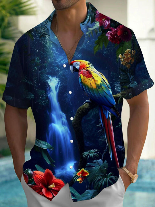 men's Hawaiian shirt front view tropical beach vacation