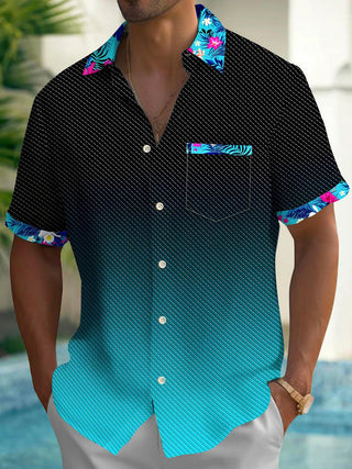 Men's floral short sleeve shirt front view