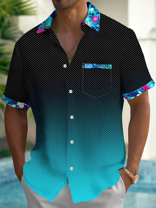Men's floral short sleeve shirt front view
