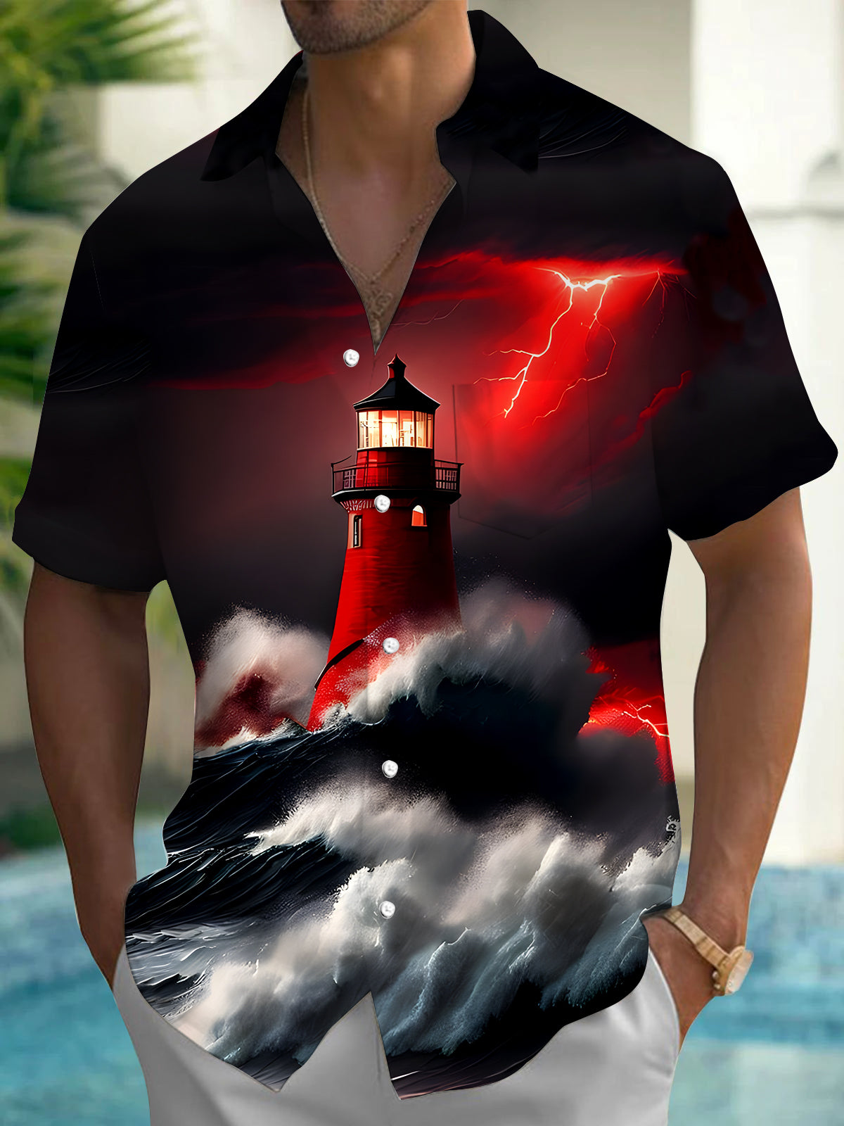 Lighthouse Men's Pocket Short Sleeve Shirts