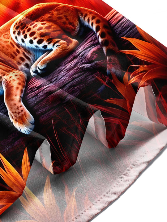 Men's forest animals cheetah cow print pocket short sleeve shirt worn outdoors lifestyle